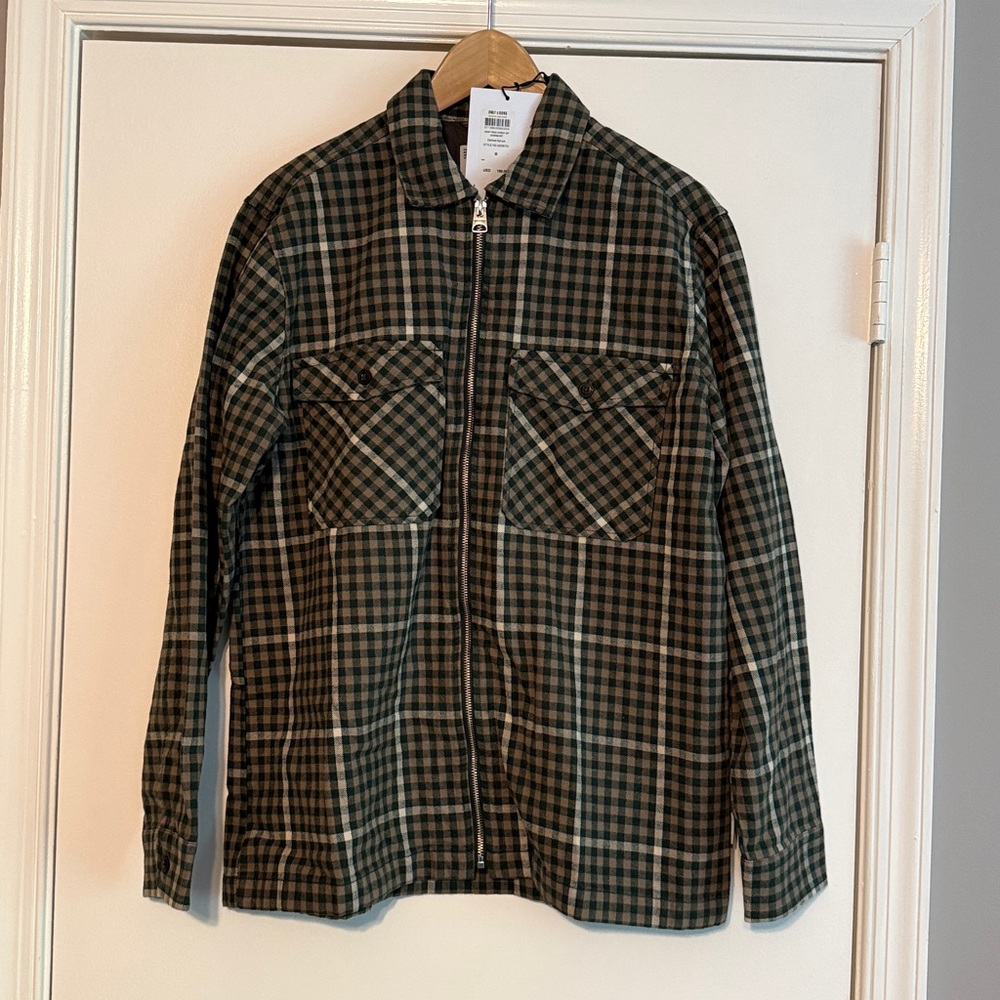 Only & Sons Tyson Checkered Zip-Up Shirt Jacket Mens Medium